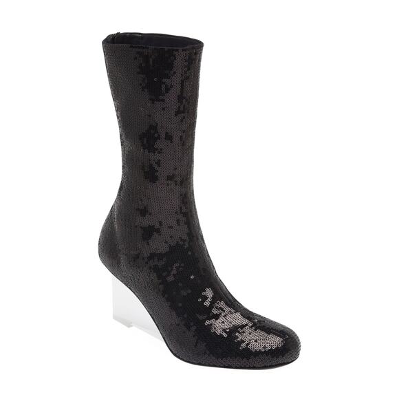New Alexander McQueen Women's Sequin Shard Wedge Sock Boot Size EU 38.5 - Picture 1 of 12